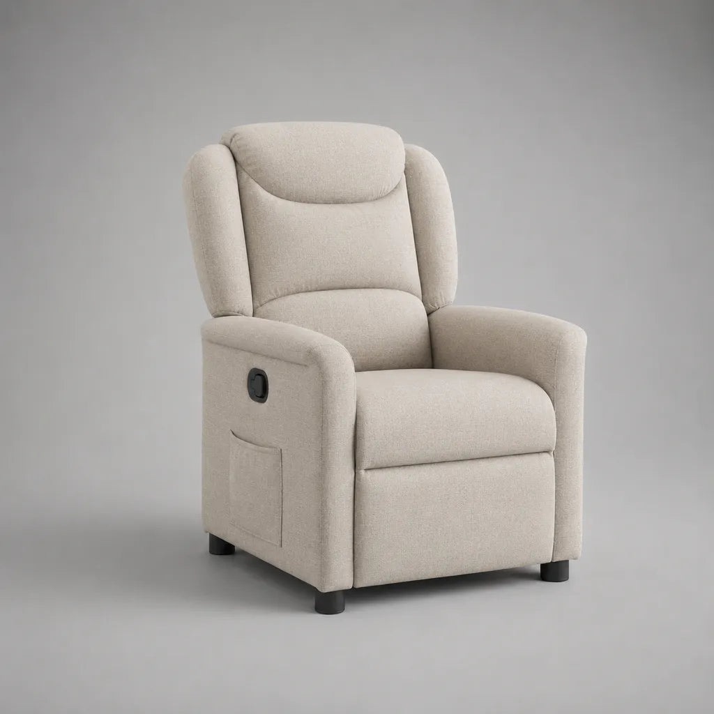 Relaxsessel Fernsehsessel mit manueller Liegefunktion, Polyester-Chenille, Creme, 75 × 92 × 105 cm