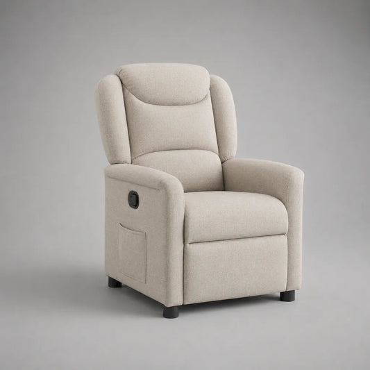 Relaxsessel Fernsehsessel mit manueller Liegefunktion, Polyester-Chenille, Creme, 75 × 92 × 105 cm