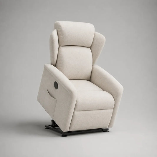 Elektrischer Fernsehsessel mit Aufstehhilfe und Liegefunktion, Polyester, Creme, 75 × 90 × 105 cm