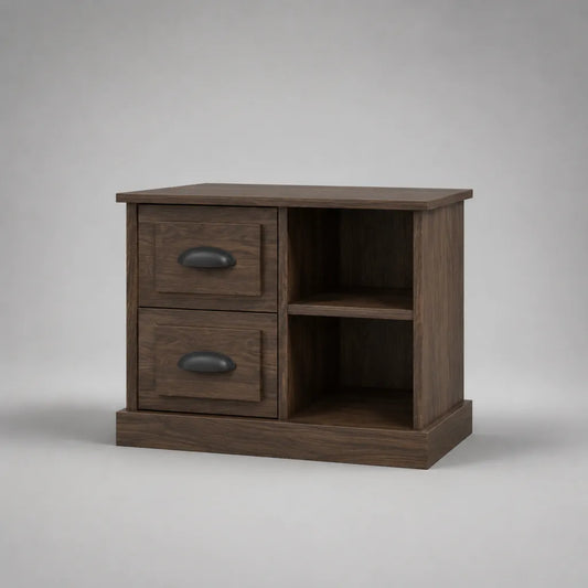 Nachttisch aus MDF und Spanplatte mit 2 Schubladen und 2 Ablagefächern, Dunkelbraun, 65 × 40 × 55 cm