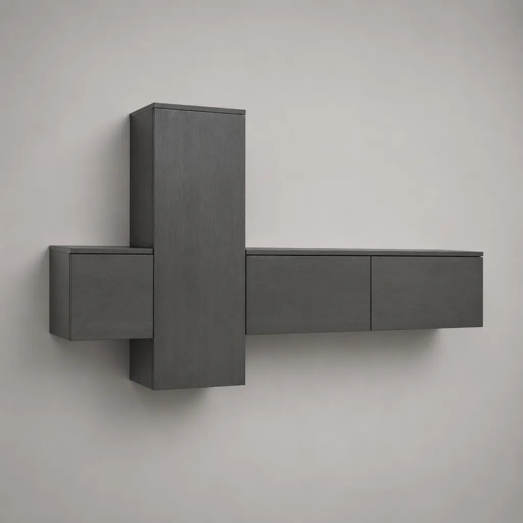 TV-Wandmöbel-Set 3-teilig aus melaminbeschichteter Spanplatte, Anthrazit, 240 × 35 × 140 cm