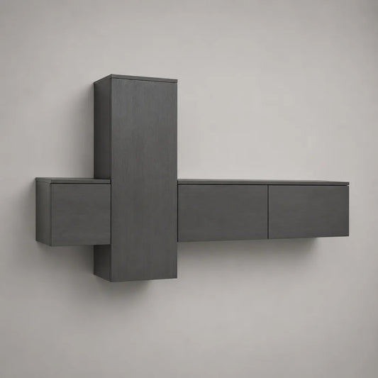 TV-Wandmöbel-Set 3-teilig aus melaminbeschichteter Spanplatte, Anthrazit, 240 × 35 × 140 cm